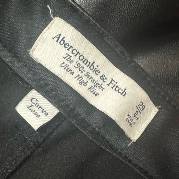 Abercrombie Vegan Leather Pants 90s Straight Curve Love Black 29 8 Extra Short - Picture 5 of 6